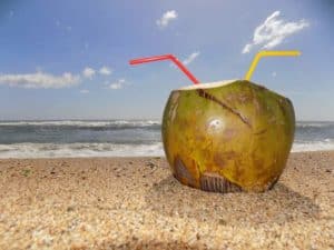 Kokoswasser am Strand