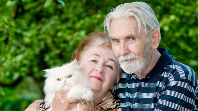 Rentner / Senioren mit Katze