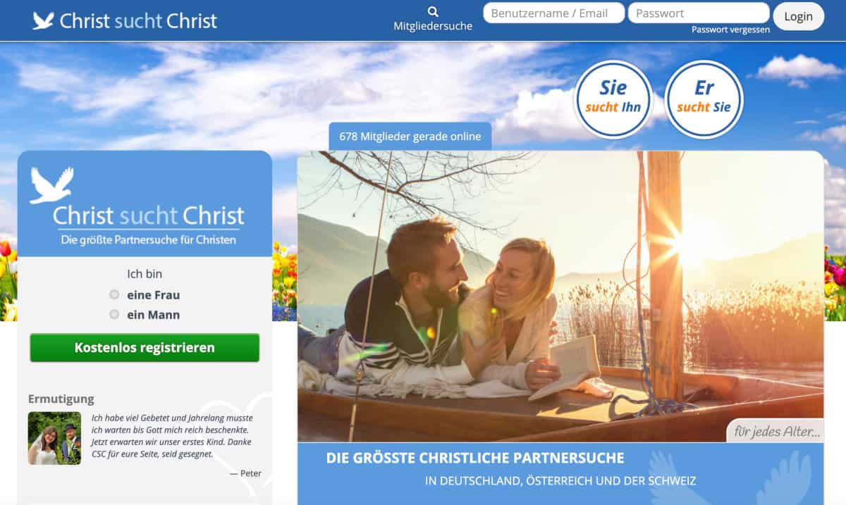 Screenshot Webseite Christ sucht Christ