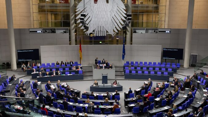 Blick in den Plenarsaal Deutscher Bundestag; Blick in den Plenarsaal